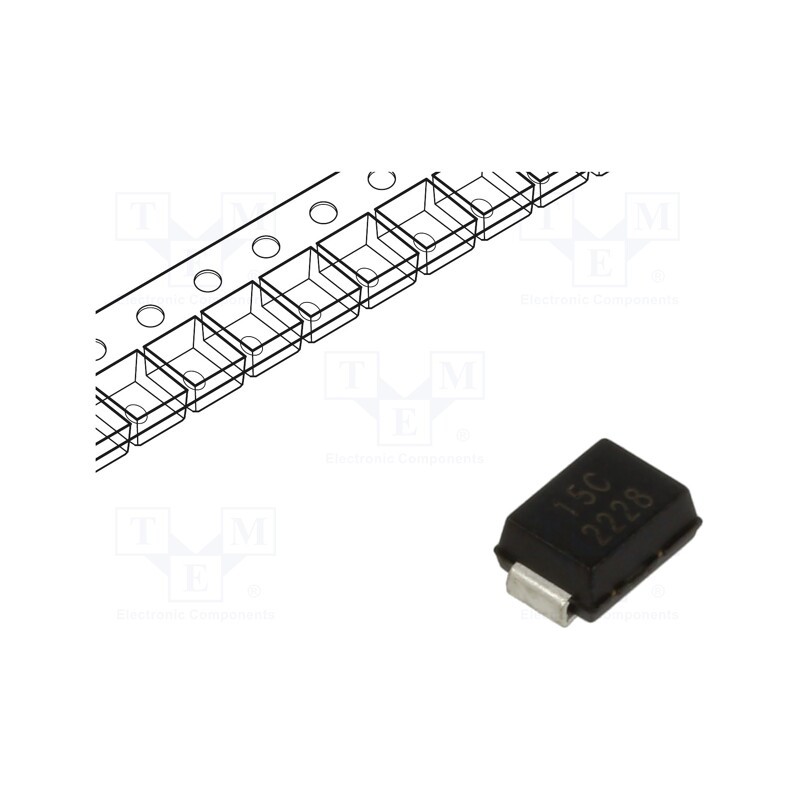 20 pcs : P6SMB15CA - Diode: TVS, 0.6kW, 15V, 28.8A, bidirectional, SMB,