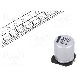 10 pcs : EEEFH1E101XL - Capacitor: electrolytic, low ESR, SMD, 100uF, 25VDC, Ø6.3x7.7mm