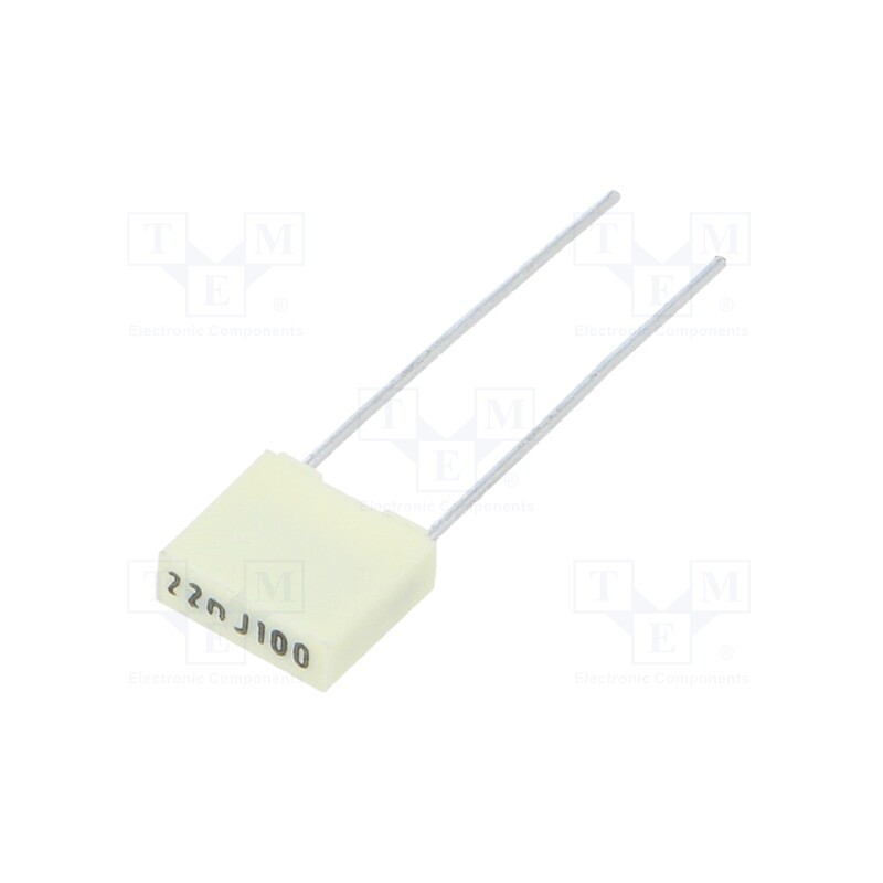 50 pcs : R82EC2220Z350J - Capacitor: polyester, 22nF, 63VAC, 100VDC, 5mm, ±5%, 7.2x2.5x6.5mm