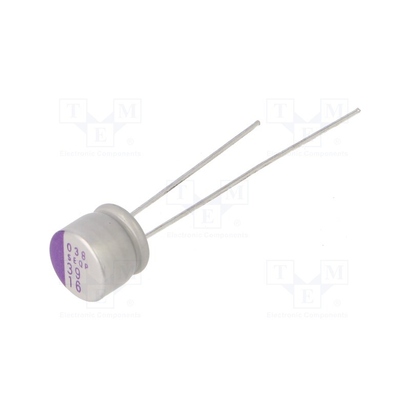 10 pcs : 16SEQP39M - Capacitor: polymer, 39uF, 16VDC, SEQP, THT, ±20%, -55÷125°C, 1000h