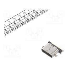 10 pcs : CX70M-24P1 - Socket, USB C, CX, on PCBs, SMT, PIN: 24, horizontal, USB 3.0