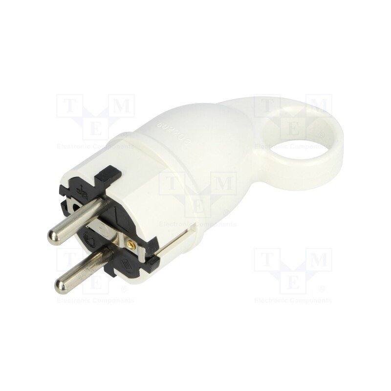10 pcs : D.3101N - Connector: AC supply, male, plug, 2P+PE, 250VAC, 16A, white, PIN: 3