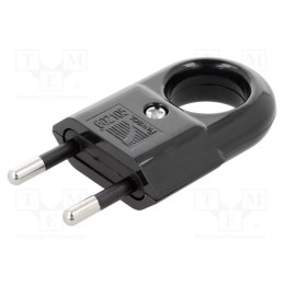 10 pcs : D.3104C - Connector: AC supply, male, plug, 2P, 250VAC, 10A, Type: flat, black