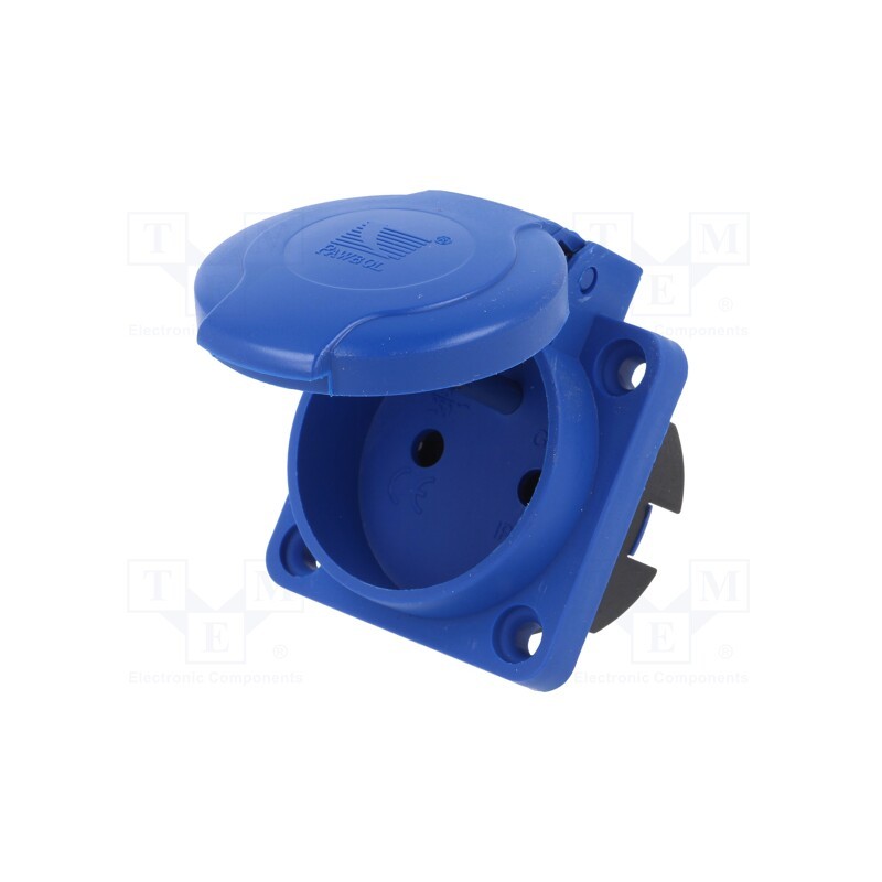 10 pcs : D.3153 - Connector: AC supply, socket, 2P+PE, 250VAC, 16A, blue, PIN: 3, IP54