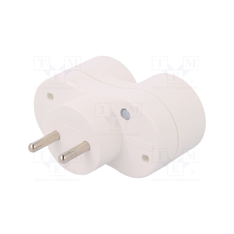 10 pcs : D.3802 - Connector: AC supply, splitter, 2P, 250VAC, 16A, Type: round, white