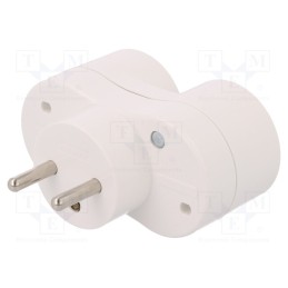10 pcs : D.3803 - Connector: AC supply, splitter, 2P+PE, 250VAC, 16A, white