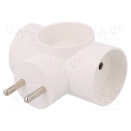 10 pcs : D.3804 - Connector: AC supply, splitter, 2P, 250VAC, 16A, Type: round, white