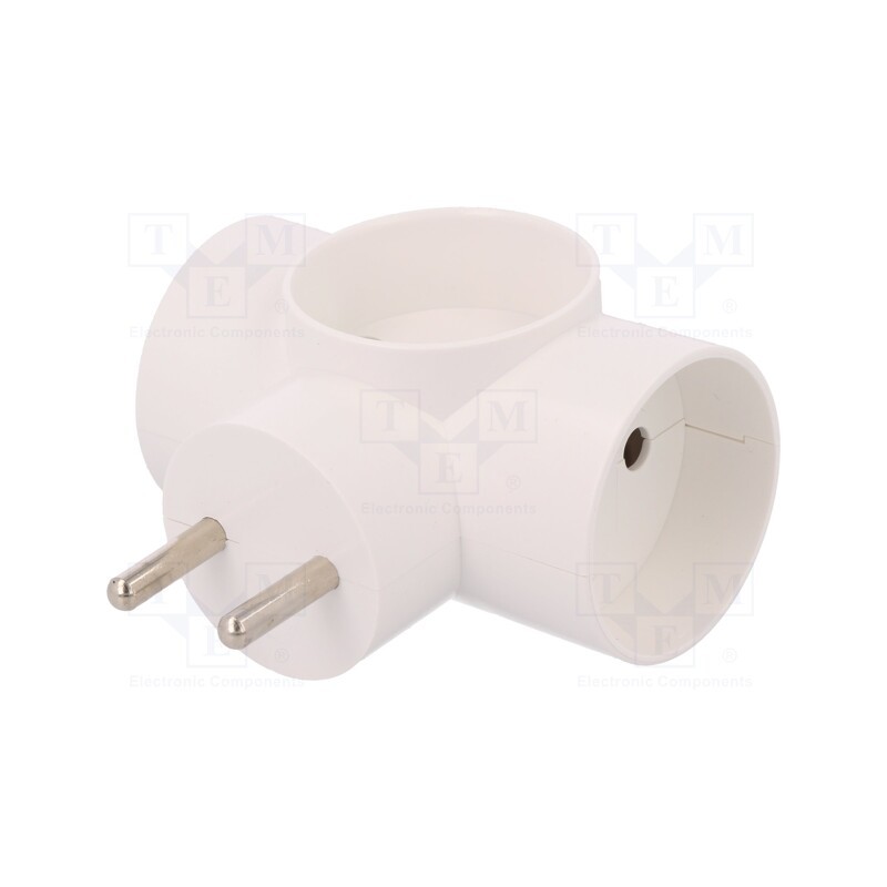 10 pcs : D.3804 - Connector: AC supply, splitter, 2P, 250VAC, 16A, Type: round, white