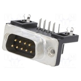 10 pcs : D09P13A4GX00LF - D-Sub, PIN: 9, socket, male, for panel mounting, angled 90°, 5A