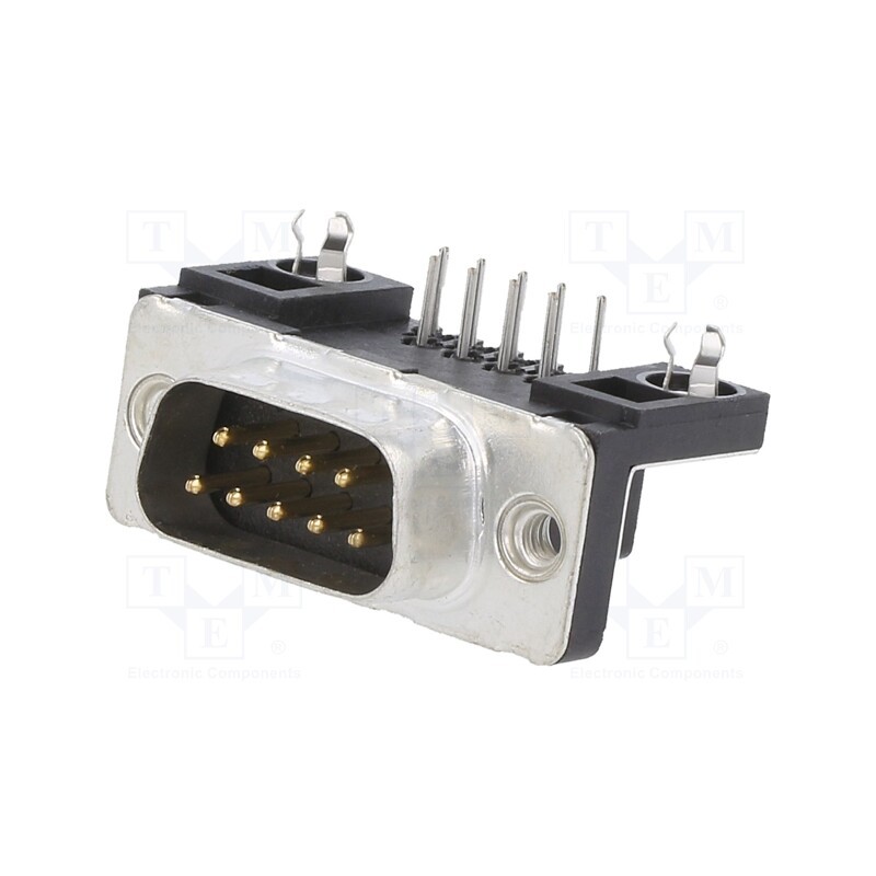 10 pcs : D09P13A4GX00LF - D-Sub, PIN: 9, socket, male, for panel mounting, angled 90°, 5A