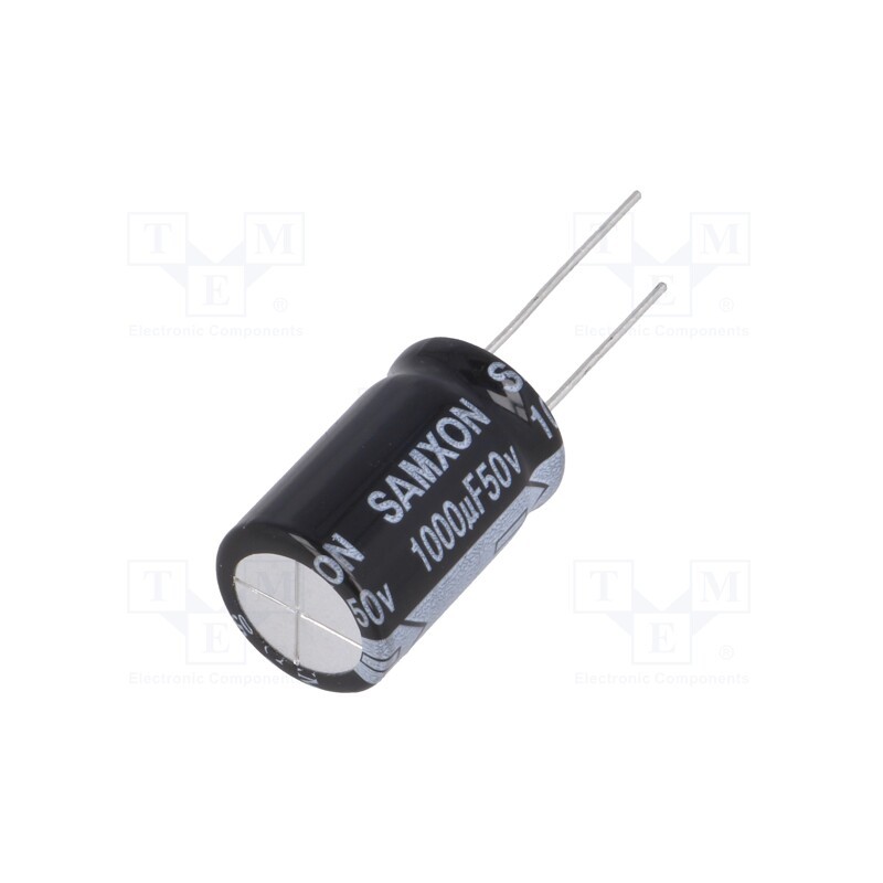 20 pcs : EKM108M1HK25RR - Capacitor: electrolytic, THT, 1mF, 50VDC, Ø16x25mm, Pitch: 7.5mm