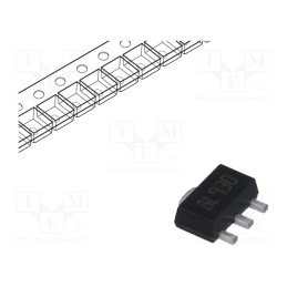 10 pcs : L78L15ABUTR - IC: voltage regulator, linear,fixed, 15V, 0.1A, SOT89, SMD, ±4%