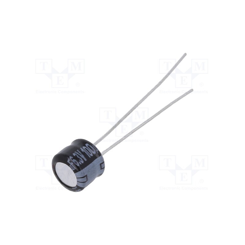 50 pcs : ECEA0JKS101 - Capacitor: electrolytic, THT, 100uF, 6.3VDC, Ø6.3x5mm, Pitch: 2.5mm