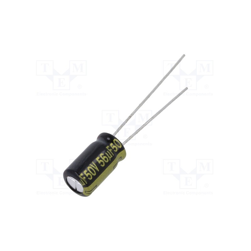 50 pcs : EEUFM1H560 - Capacitor: electrolytic, low ESR, THT, 56uF, 50VDC, Ø6.3x11.2mm