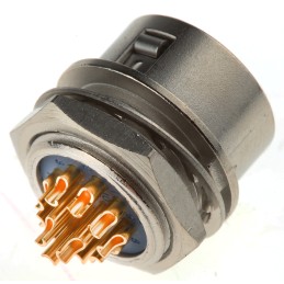 1 pcs - Hirose Circular Connector, 12 Contacts, Panel Mount, Miniature Connector, Socket, Female, HR10 Series