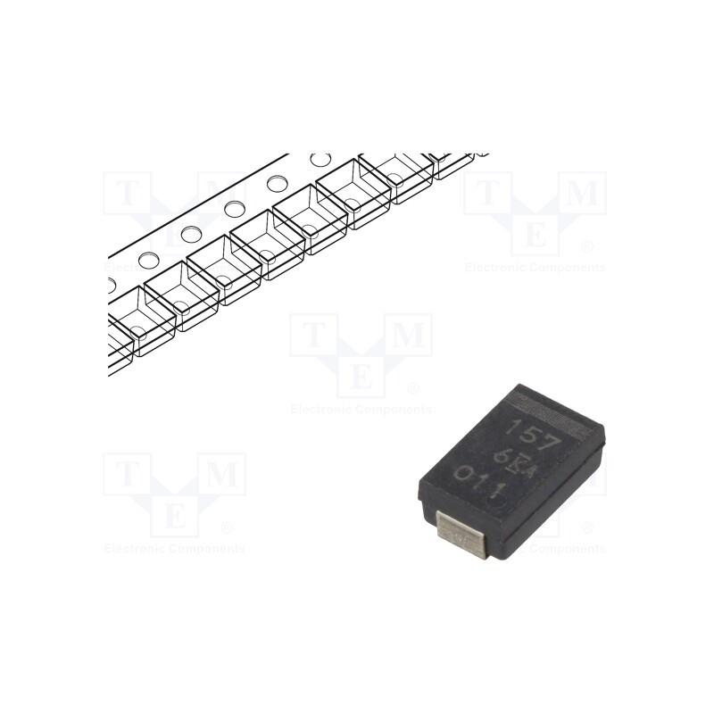 10 pcs : T599D157M006ATE045 - Capacitor: tantalum-polymer, low ESR, 150uF, 6VDC, D, 2917, SMD