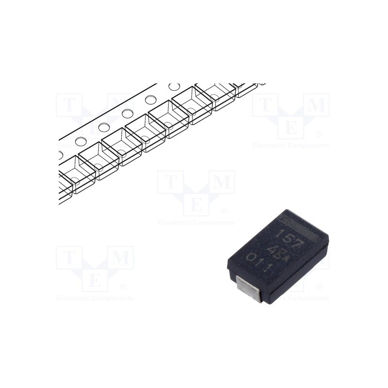 10 pcs : T599D157M004ATE025 - Capacitor: tantalum-polymer, low ESR, 150uF, 4VDC, D, 2917, SMD