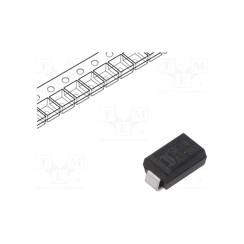 50 pcs : SK14-AQ - Diode: Schottky rectifying, SMD, 40V, 1A, SMA,