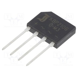 20 pcs : KBP210G - Bridge rectifier: single-phase, Urmax: 1kV, If: 2A, Ifsm: 50A, flat