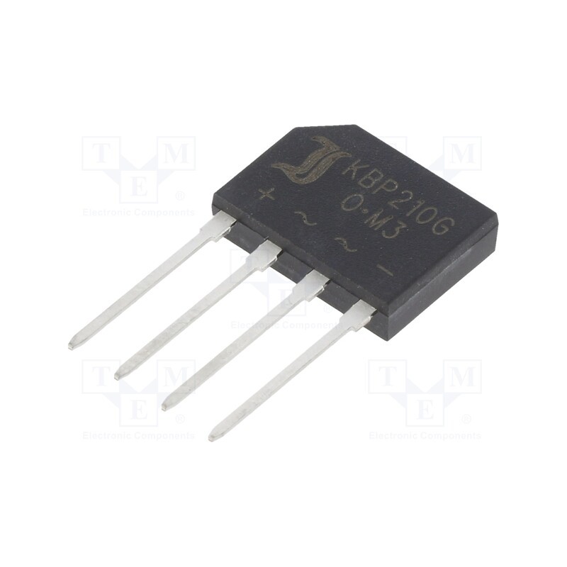 20 pcs : KBP210G - Bridge rectifier: single-phase, Urmax: 1kV, If: 2A, Ifsm: 50A, flat