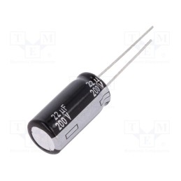 10 pcs : EEUEB2D220 - Capacitor: electrolytic, THT, 22uF, 200VDC, Ø10x20mm, Pitch: 5mm