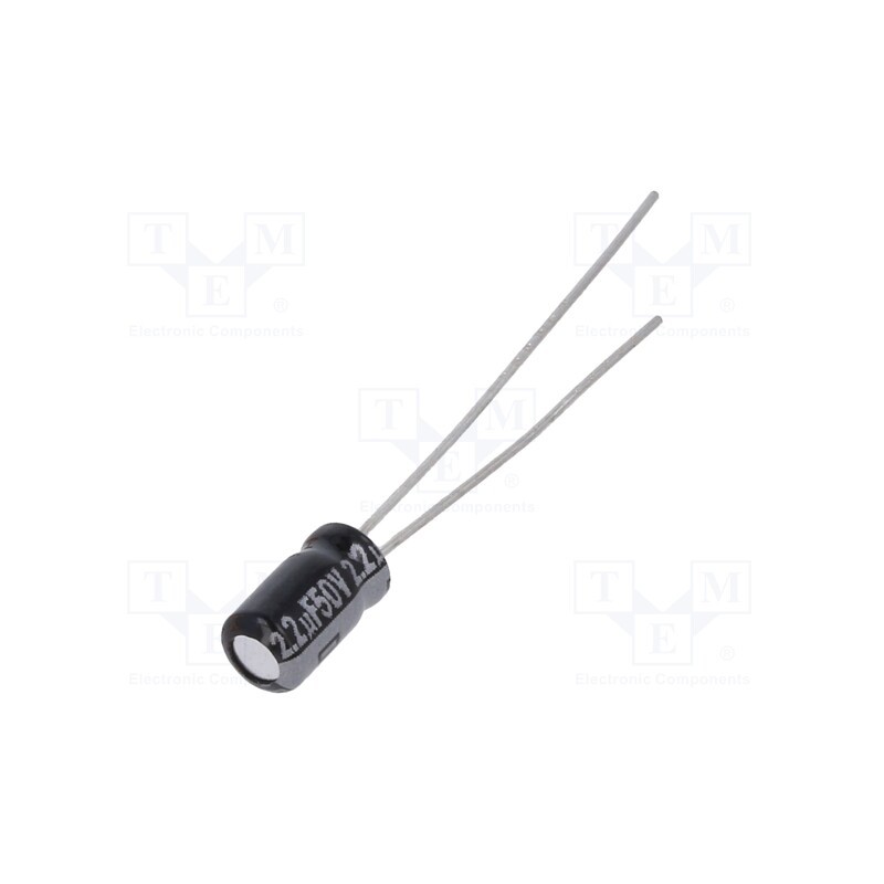 50 pcs : EEAGA1H2R2 - Capacitor: electrolytic, THT, 2.2uF, 50VDC, Ø4x7mm, Pitch: 1.5mm