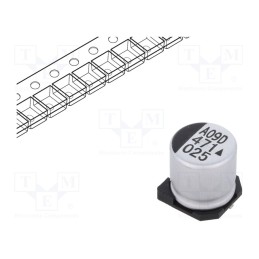 10 pcs : AEA1010471M025R - Capacitor: electrolytic, SMD, 470uF, 25VDC, Ø10x10mm, 5000h, 850mA