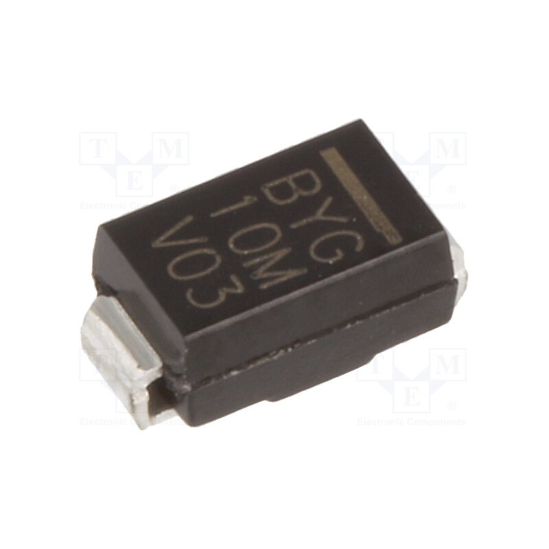 20 pcs : BYG10M-E3/TR - Diode: rectifying, SMD, 1kV, 1.5A, 4us, SMA, Ufmax: 1.15V, Ifsm: 30A