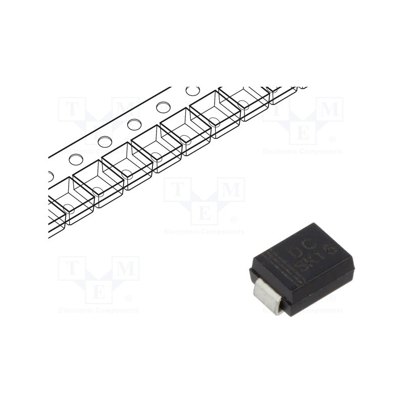 20 pcs : SK16 - Diode: Schottky rectifying, SMD, 60V, 1A, SMB,