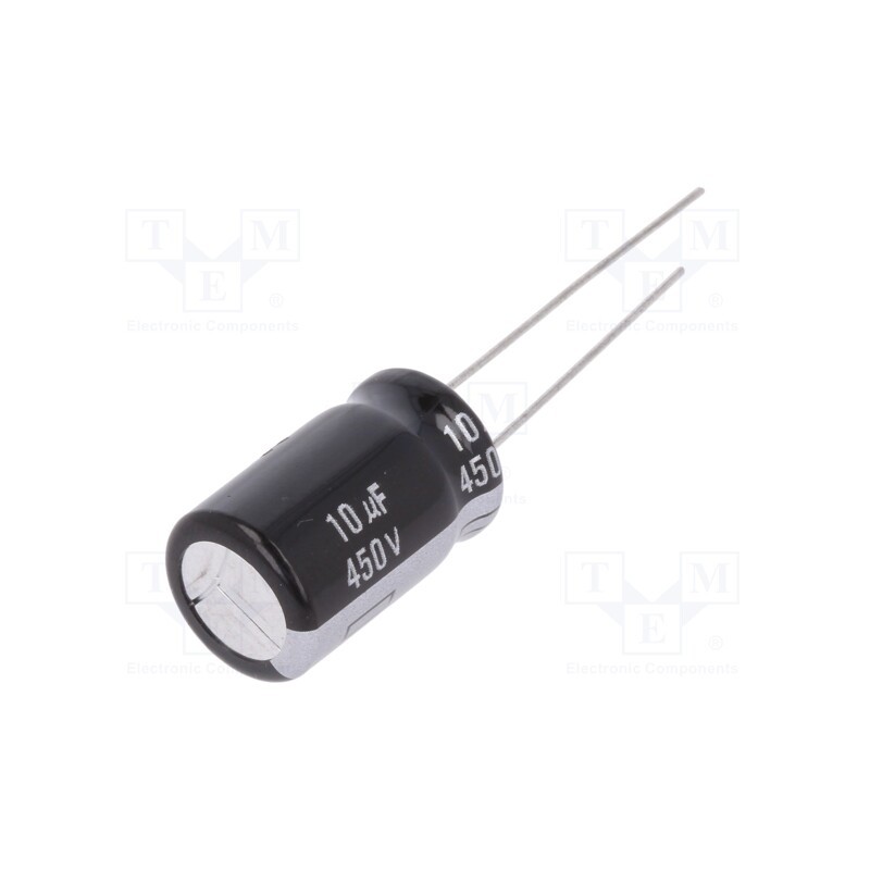 10 pcs : EEUEB2W100 - Capacitor: electrolytic, THT, 10uF, 450VDC, Ø12.5x20mm, Pitch: 5mm