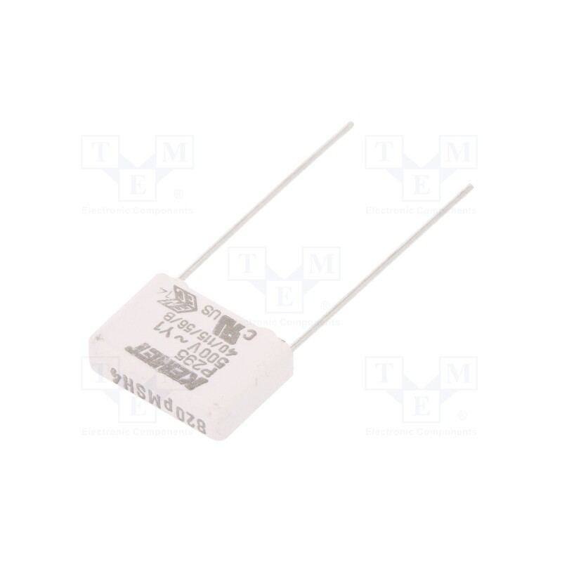 10 pcs : P295BE821M500A - Capacitor: paper, Y1, 820pF, 500VAC, 15mm, ±20%, THT, P295, 1500VDC