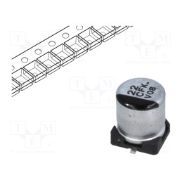 50 pcs : EEEFK1C220AR - Capacitor: electrolytic, low ESR, SMD, 22uF, 16VDC, Ø5x5.8mm, ±20%