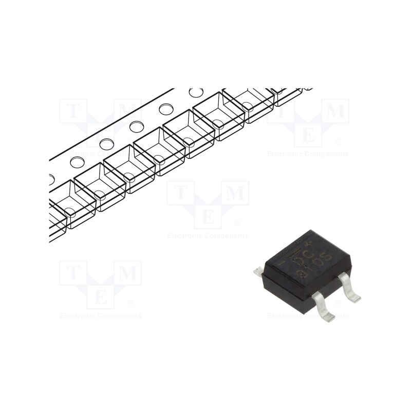 20 pcs : B10S - Bridge rectifier: single-phase, 1kV, If: 0.5A, Ifsm: 30A, DB-1MS