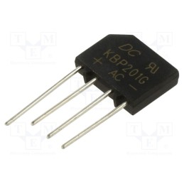 20 pcs : KBP201G - Bridge rectifier: single-phase, Urmax: 100V, If: 2A, Ifsm: 60A, flat