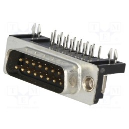 10 pcs : DA15-PL-24 - D-Sub, PIN: 15, socket, male, angled 90°, THT, UNC 4-40, 5A, 20mΩ