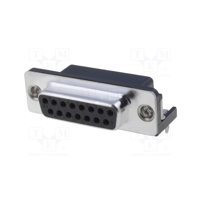 10 pcs : DA15-SL-24 - D-Sub, PIN: 15, socket, female, angled 90°, THT, UNC 4-40, 5A, 20mΩ