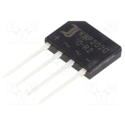 20 pcs : KBP202G - Bridge rectifier: single-phase, Urmax: 200V, If: 2A, Ifsm: 50A, flat
