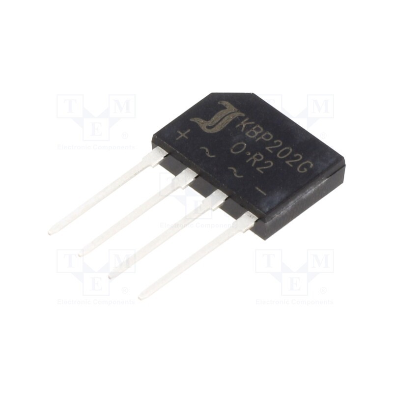 20 pcs : KBP202G - Bridge rectifier: single-phase, Urmax: 200V, If: 2A, Ifsm: 50A, flat