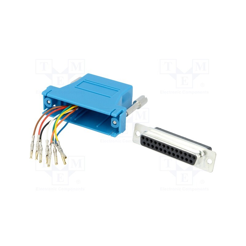 10 pcs : DA25-SMJ8-B-K - Transition: adapter, D-Sub 25pin female,RJ45 socket, blue