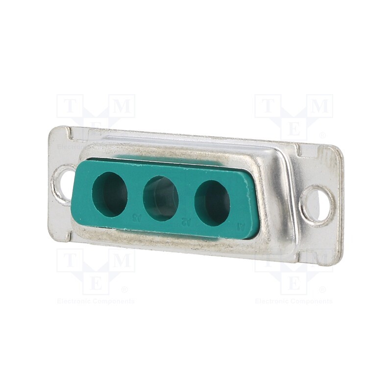 10 pcs : DA3V3SA00LF - D-Sub, PIN: 3, socket, female, for panel mounting, angled 90°, 5A