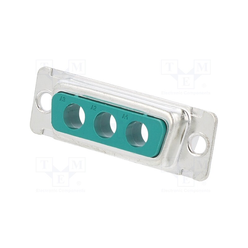 10 pcs : DA3W3PA00LF - D-Sub, PIN: 3, socket, female, for panel mounting, straight, 5A