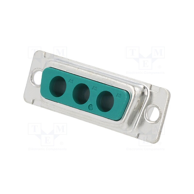 10 pcs : DA3W3SA00LF - D-Sub, PIN: 3, socket, female, for panel mounting, angled 90°, 5A