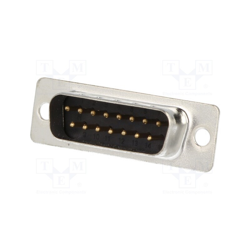 10 pcs : DB15-SP - D-Sub, PIN: 15, plug, male, for cable, soldering, black