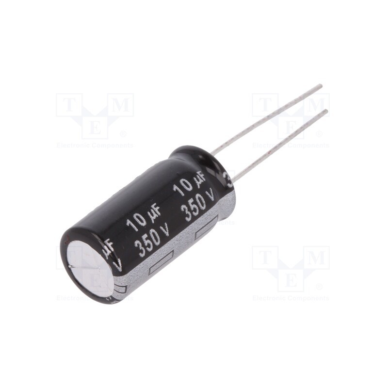 10 pcs : EEUEB2V100 - Capacitor: electrolytic, THT, 10uF, 350VDC, Ø10x20mm, Pitch: 5mm