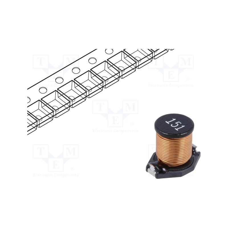 10 pcs : DE0810-150 - Inductor: wire, SMD, 150uH, 2A, 340mΩ, ±20%, 9.5x13.5x7.5mm