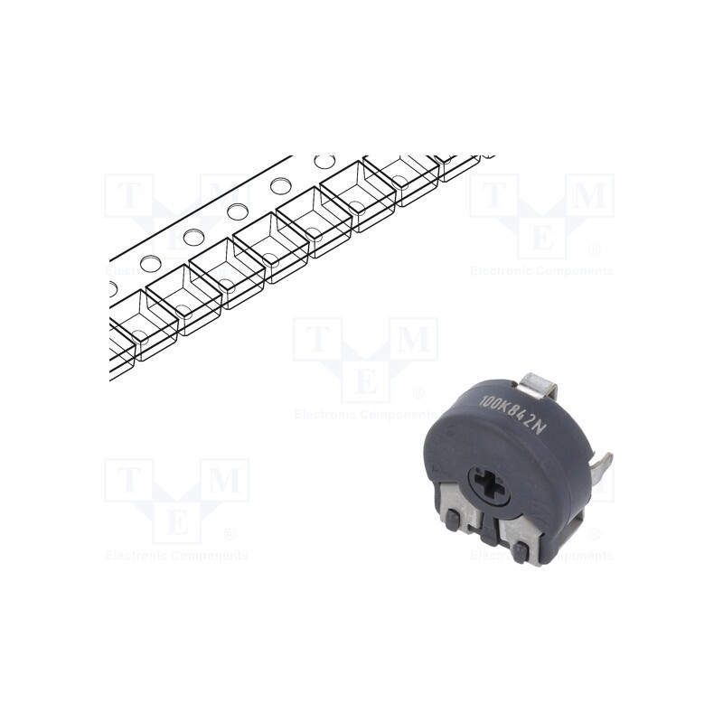10 pcs : PS10KV60-104A3030-PM - Potentiometer: mounting, single turn,horizontal, 100kΩ, 150mW