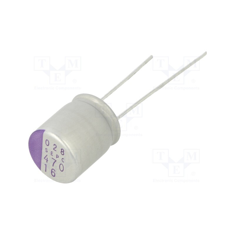 10 pcs : 16SEPC470M - Capacitor: polymer, 470uF, 16VDC, SEPC, THT, ±20%, -55÷105°C, OS-CON
