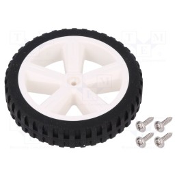 10 pcs : FIT0500 - Wheel, white,black, Shaft: two sides flattened, screw, Ø: 80mm