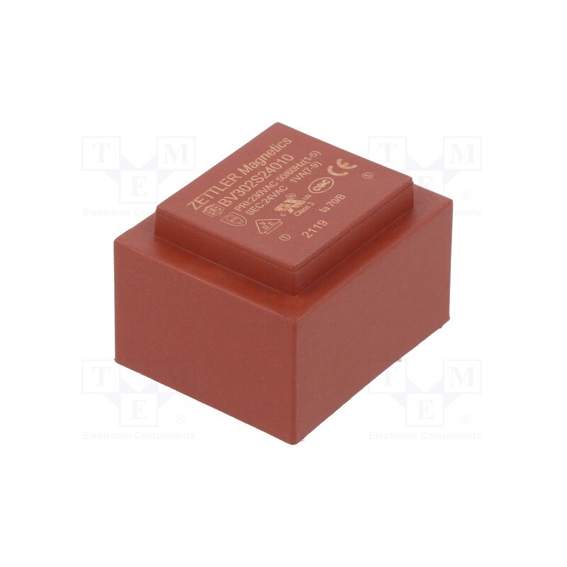 10 pcs : BV302S24010 - Transformer: encapsulated, 1VA, 230VAC, 24V, 41mA, PCB