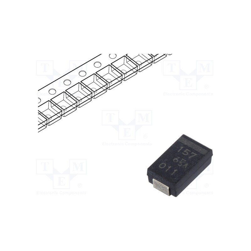 10 pcs : T599D157M006ATE025 - Capacitor: tantalum-polymer, low ESR, 150uF, 6VDC, D, 2917, SMD